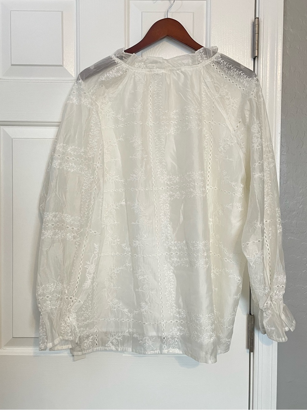 Commense white Embroidered Lace Peasant Top, Size XL, - Picture 11 of 11